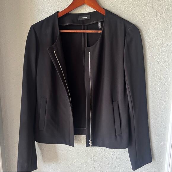 THEORY Black Tarlan-Admiral Zip Front Jacket size 2 - Picture 5 of 9